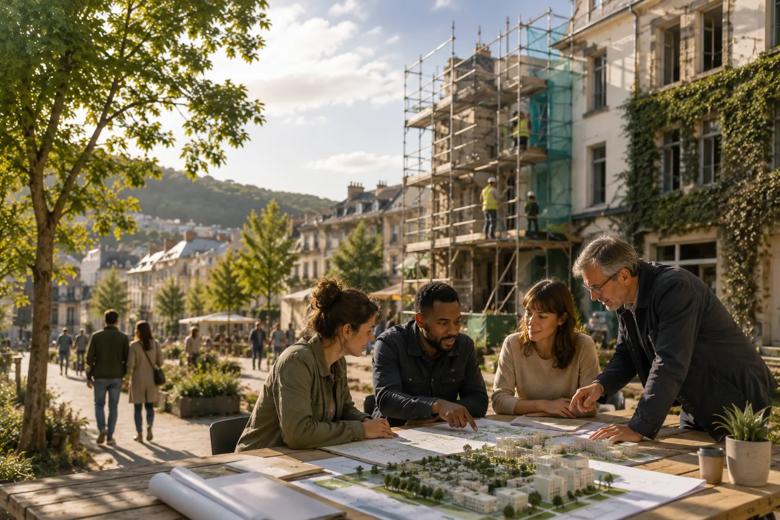 Equipe territoriale travaillant sur un projet de revitalisation